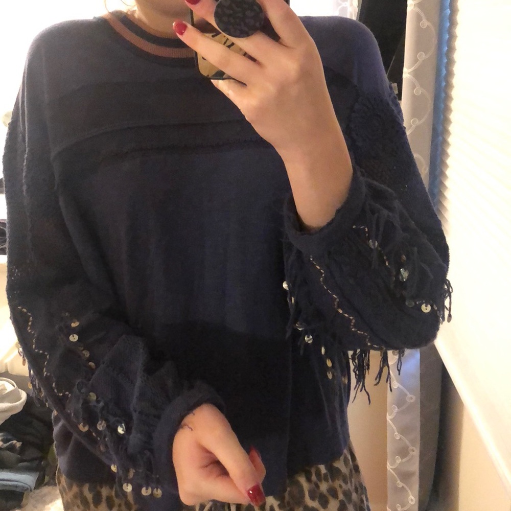 Free People Detailed Long Sleeve Top